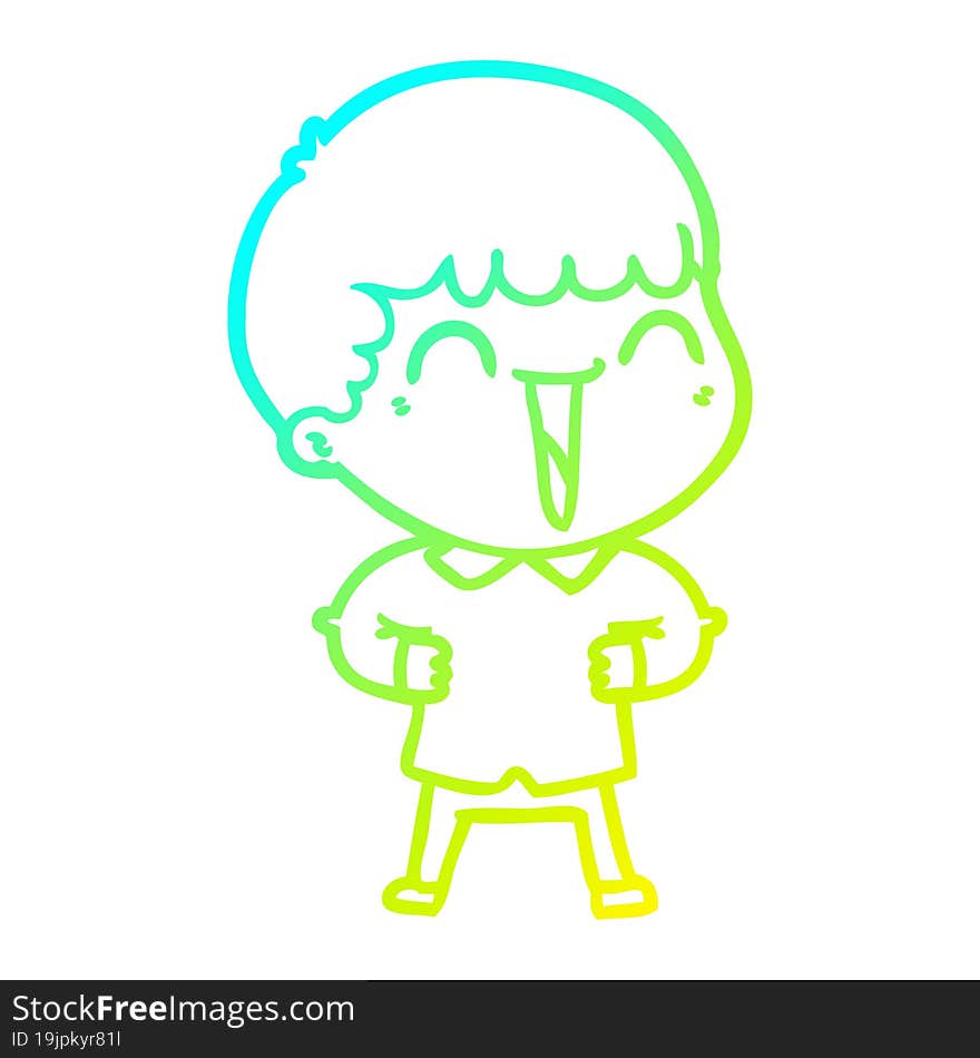 Cold Gradient Line Drawing Cartoon Happy Man