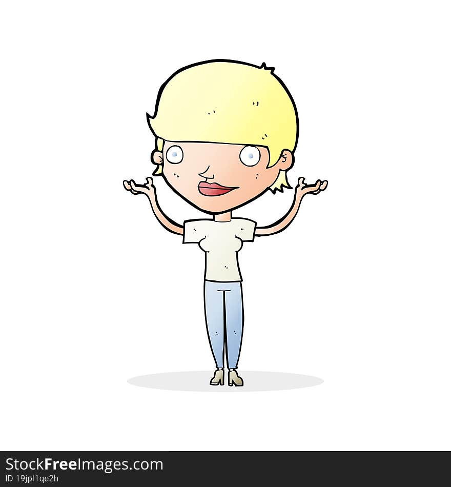 cartoon woman holding arms in air