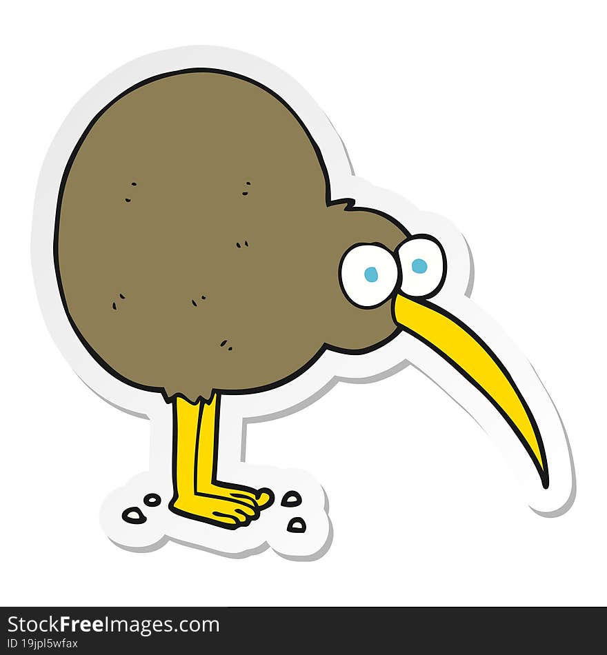 sticker of a cartoon kiwi