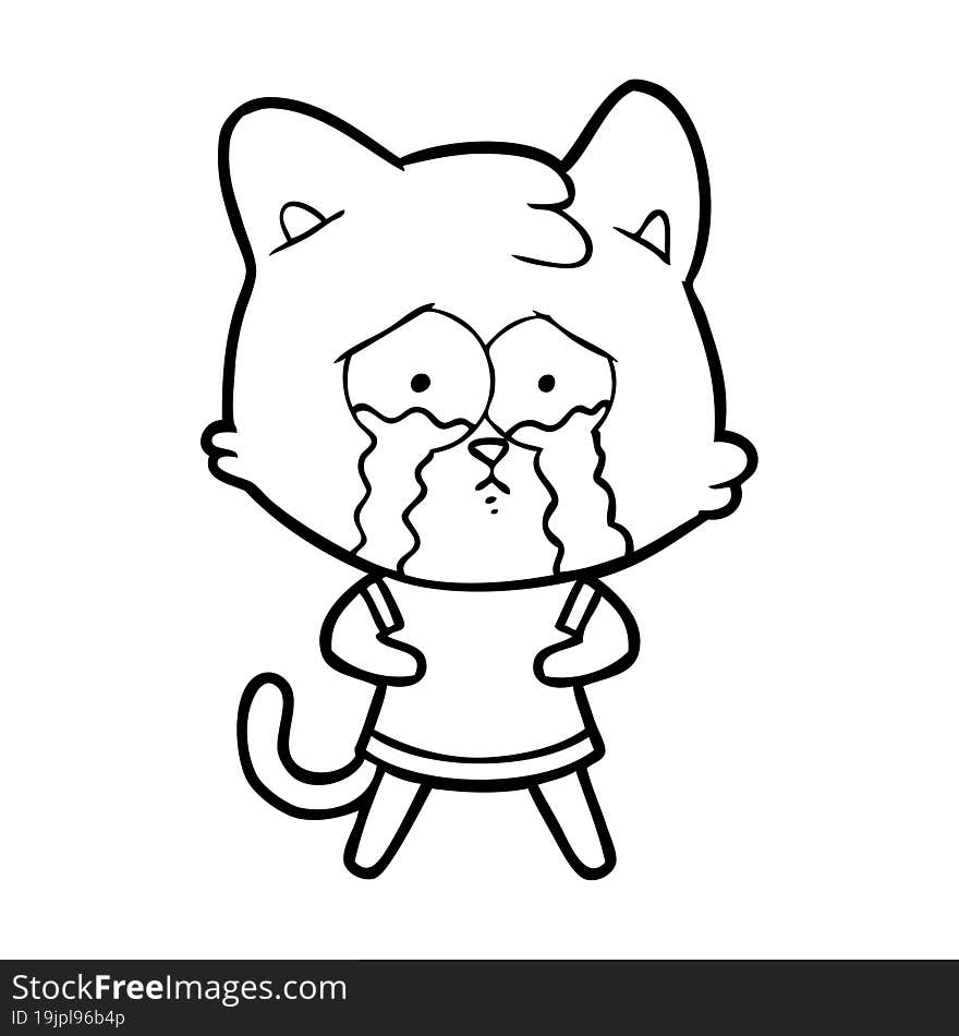 cartoon crying cat. cartoon crying cat