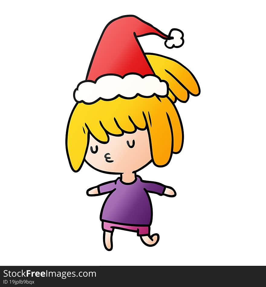 Christmas Gradient Cartoon Of Kawaii Girl