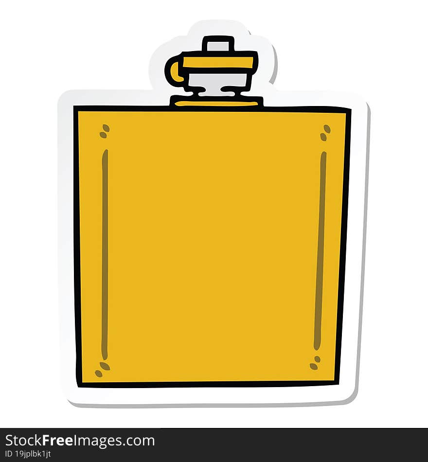 sticker of a quirky hand drawn cartoon hip flask