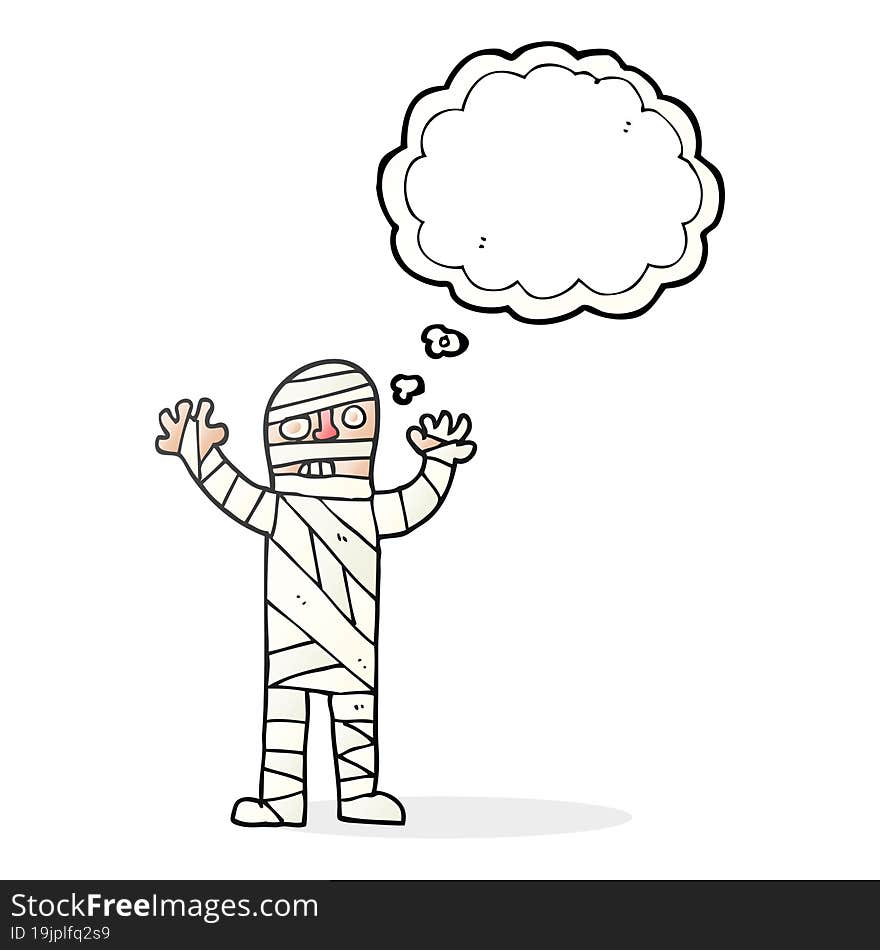 Thought Bubble Cartoon Bandaged Mummy