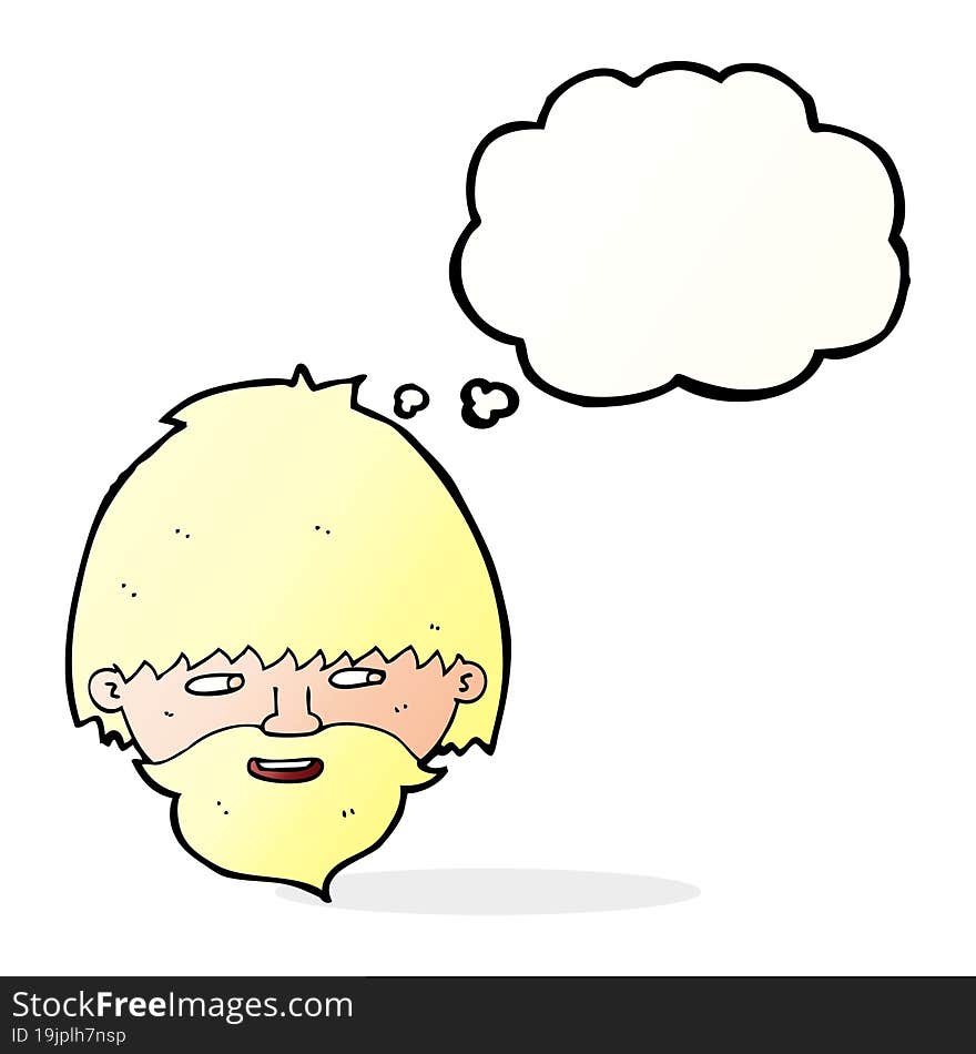 cartoon bearded man with thought bubble