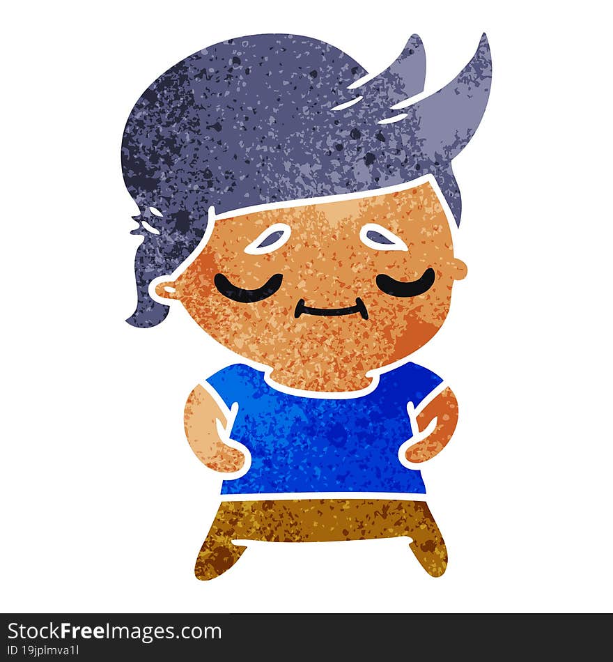 retro cartoon of kawaii cute grey haired man