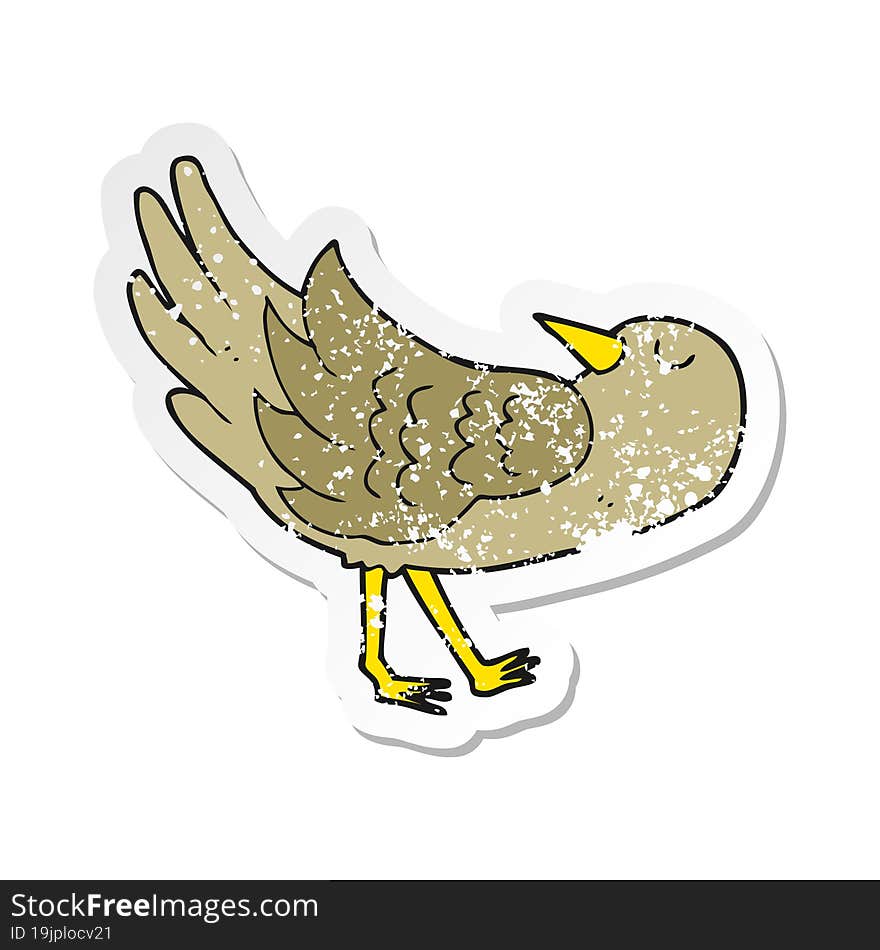 Retro Distressed Sticker Of A Cartoon Bird