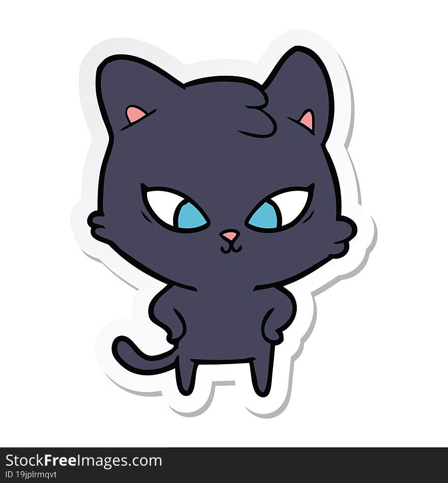 Sticker Of A Cute Cartoon Cat