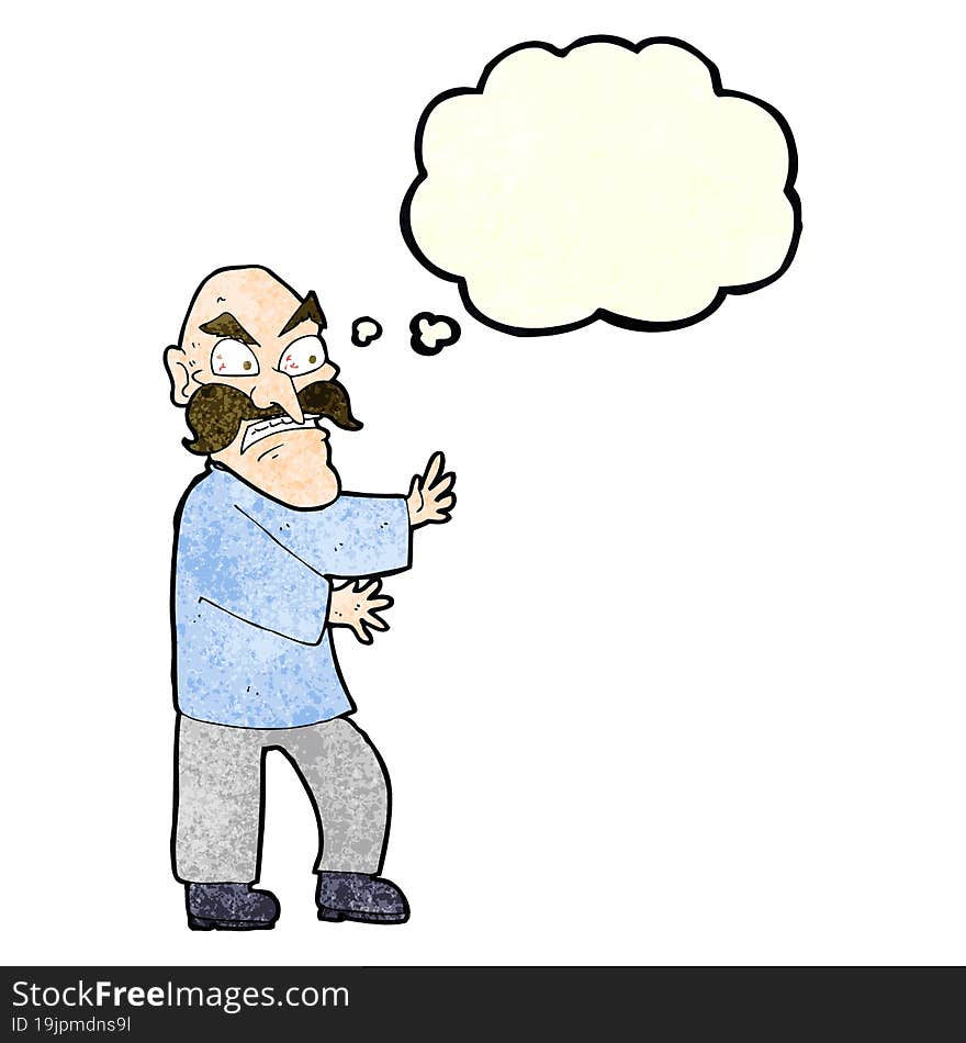 cartoon angry old man with thought bubble