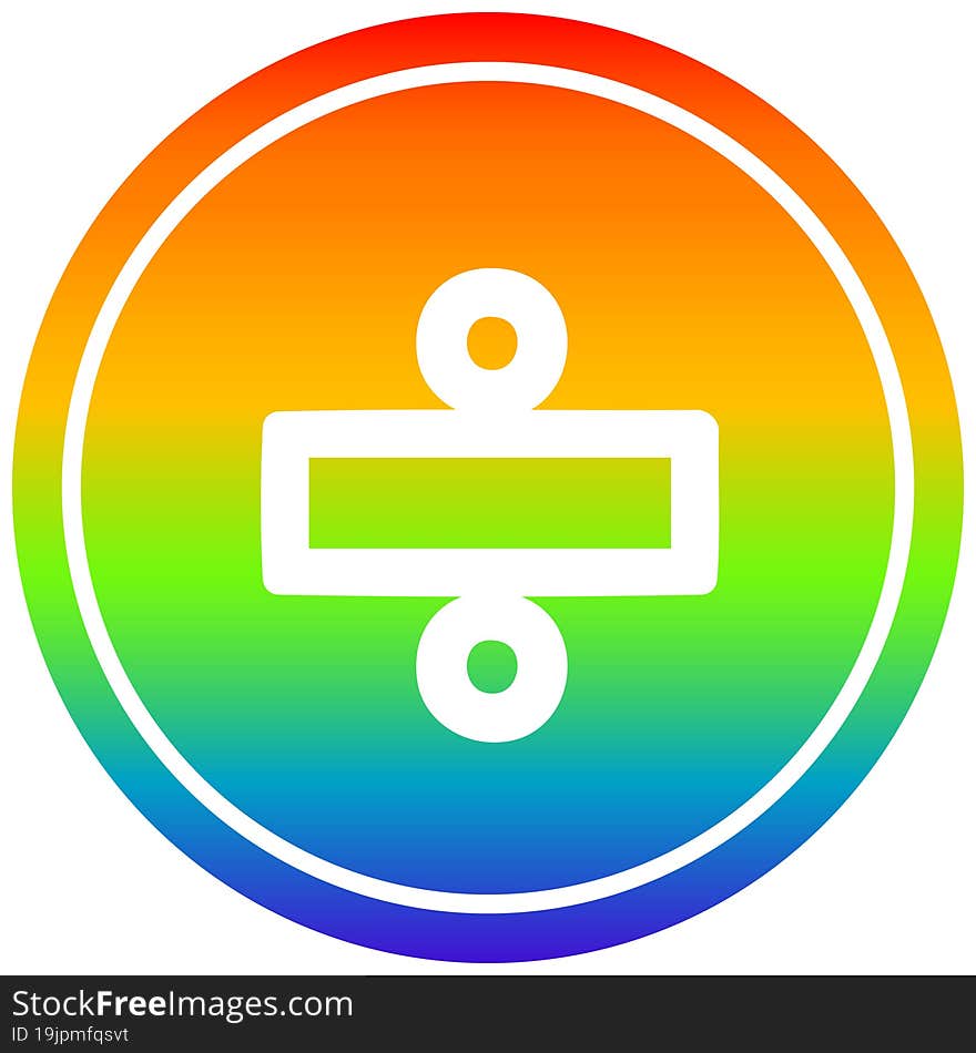 division sign circular in rainbow spectrum