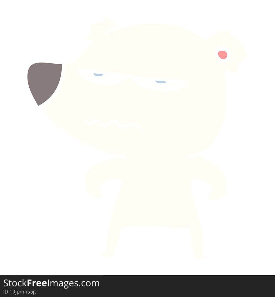 angry bear polar flat color style cartoon