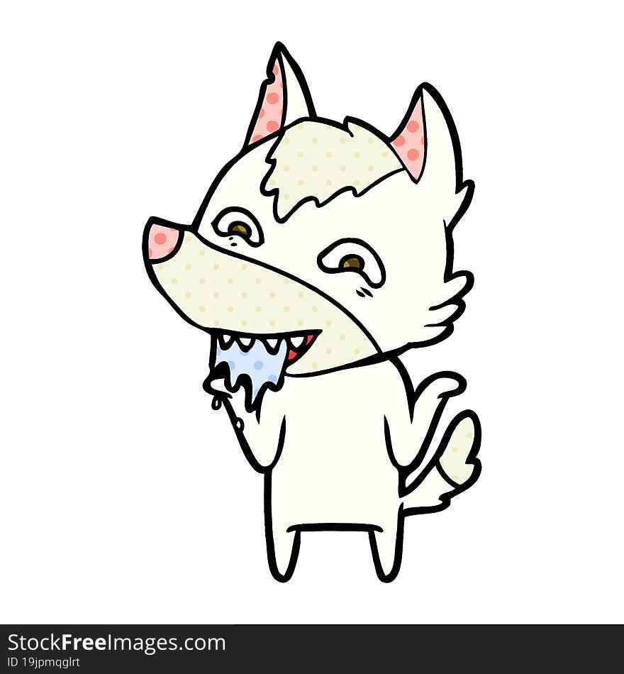 cartoon hungry wolf. cartoon hungry wolf