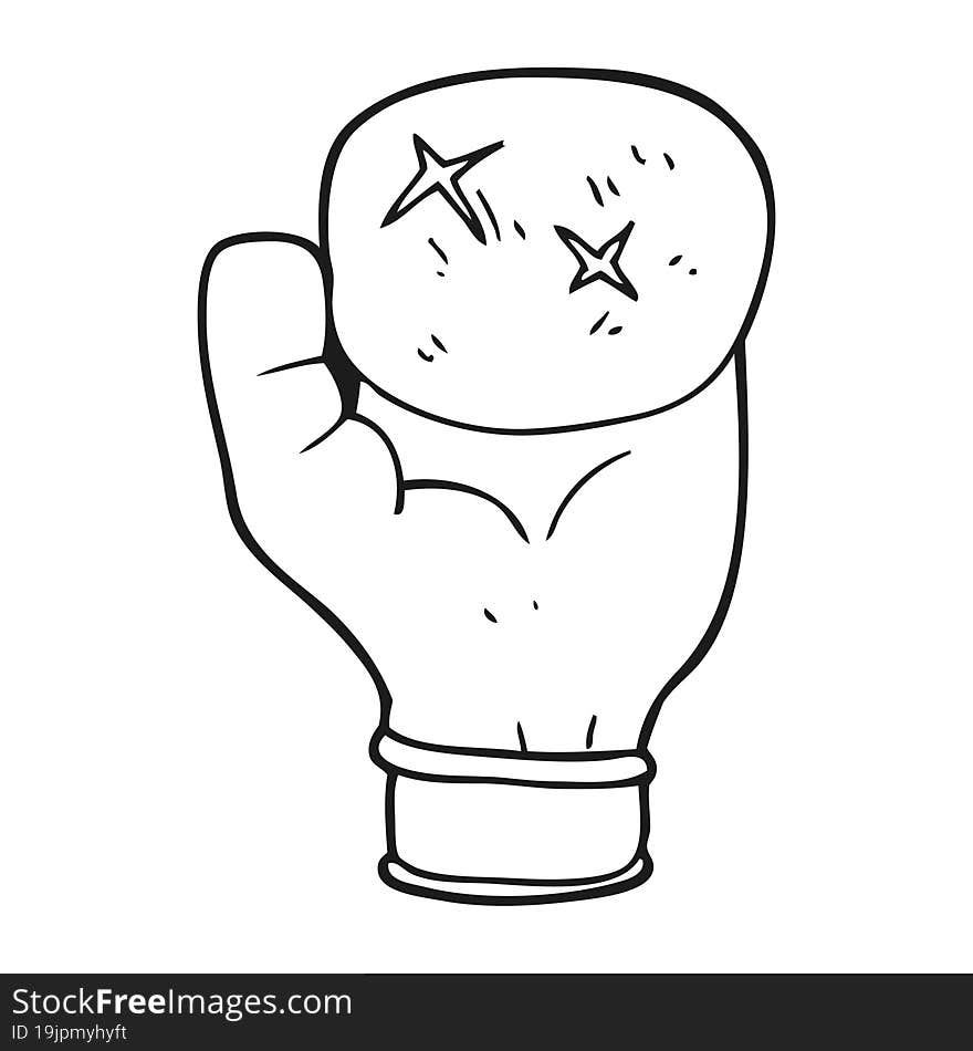 Black And White Cartoon Boxing Glove