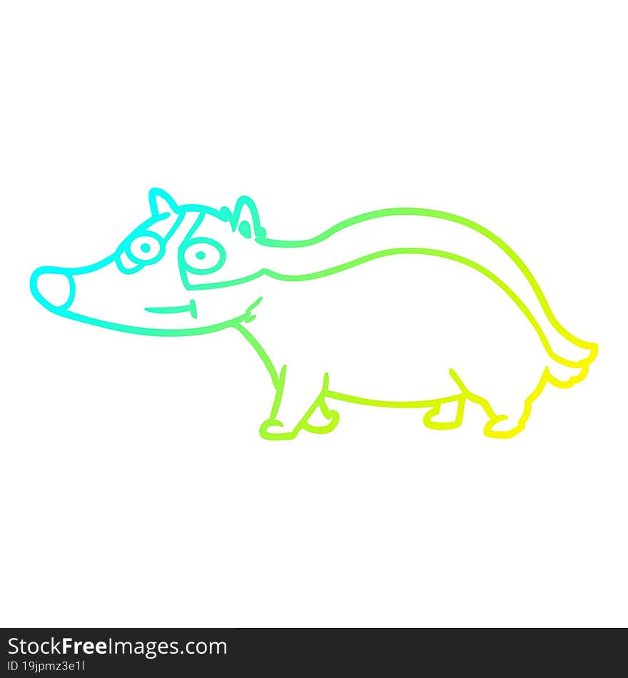 cold gradient line drawing cartoon friendly badger