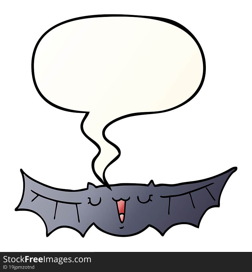 cartoon bat and speech bubble in smooth gradient style