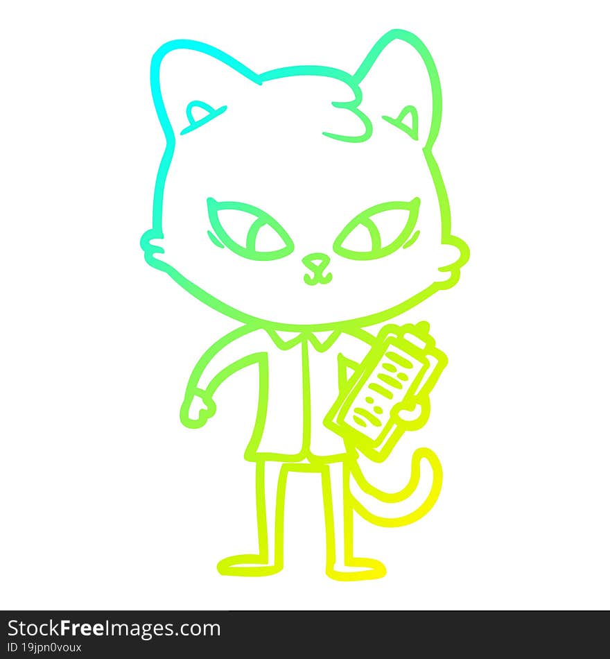 Cold Gradient Line Drawing Cute Cartoon Cat