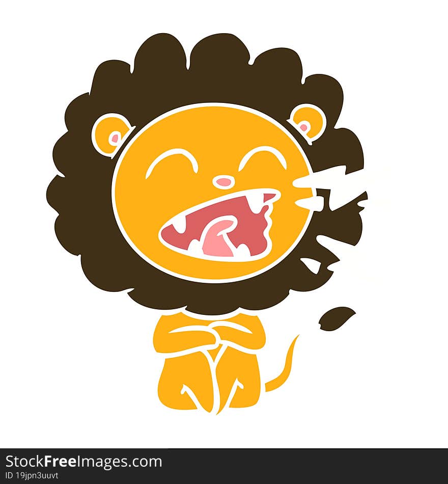 flat color style cartoon roaring lion