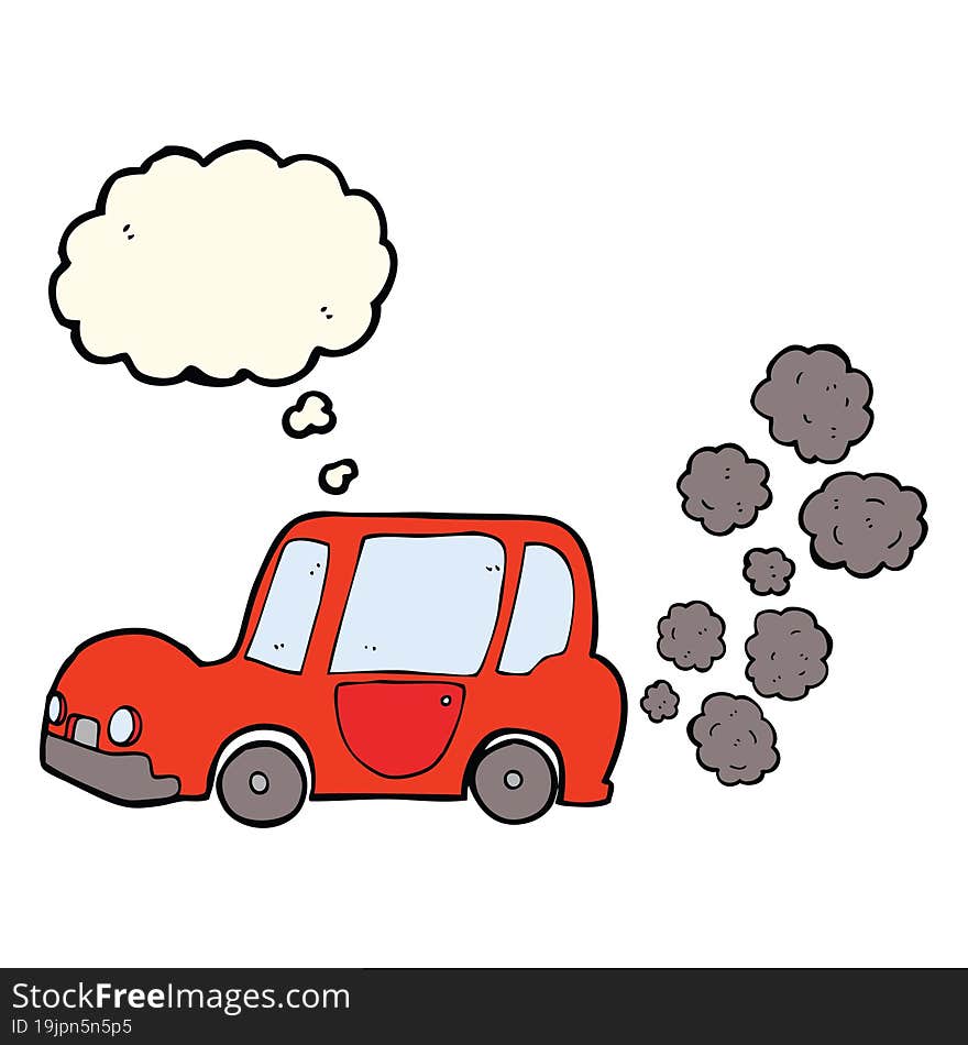 cartoon car with thought bubble