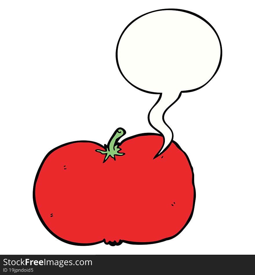 cartoon tomato and speech bubble