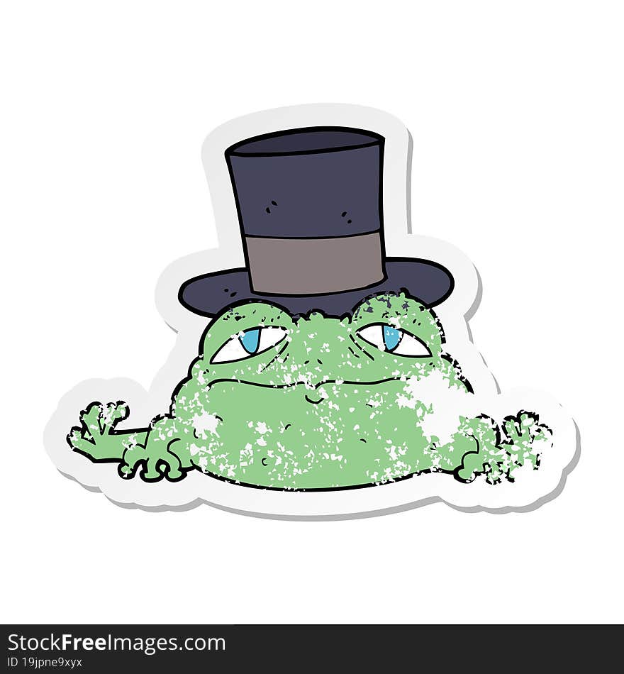 distressed sticker of a cartoon rich toad