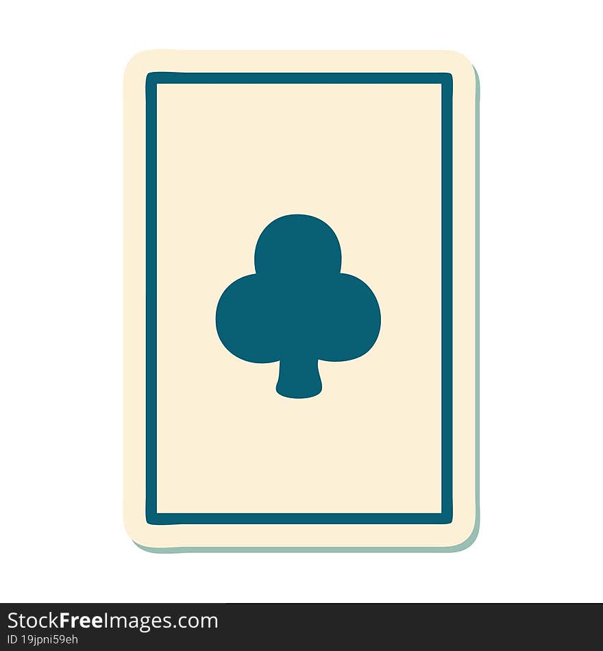 tattoo style sticker of the ace of clubs