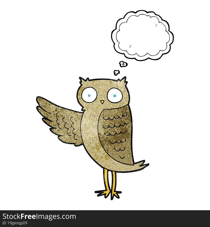 thought bubble textured cartoon owl