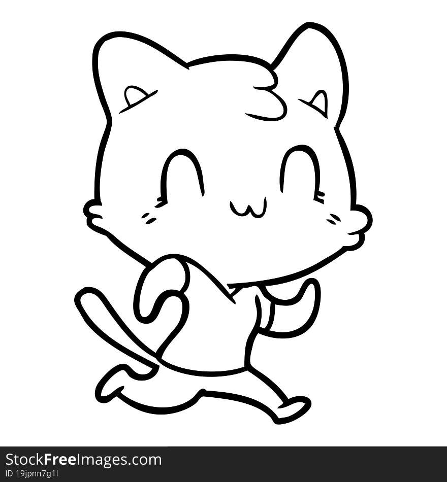 cartoon happy cat running. cartoon happy cat running