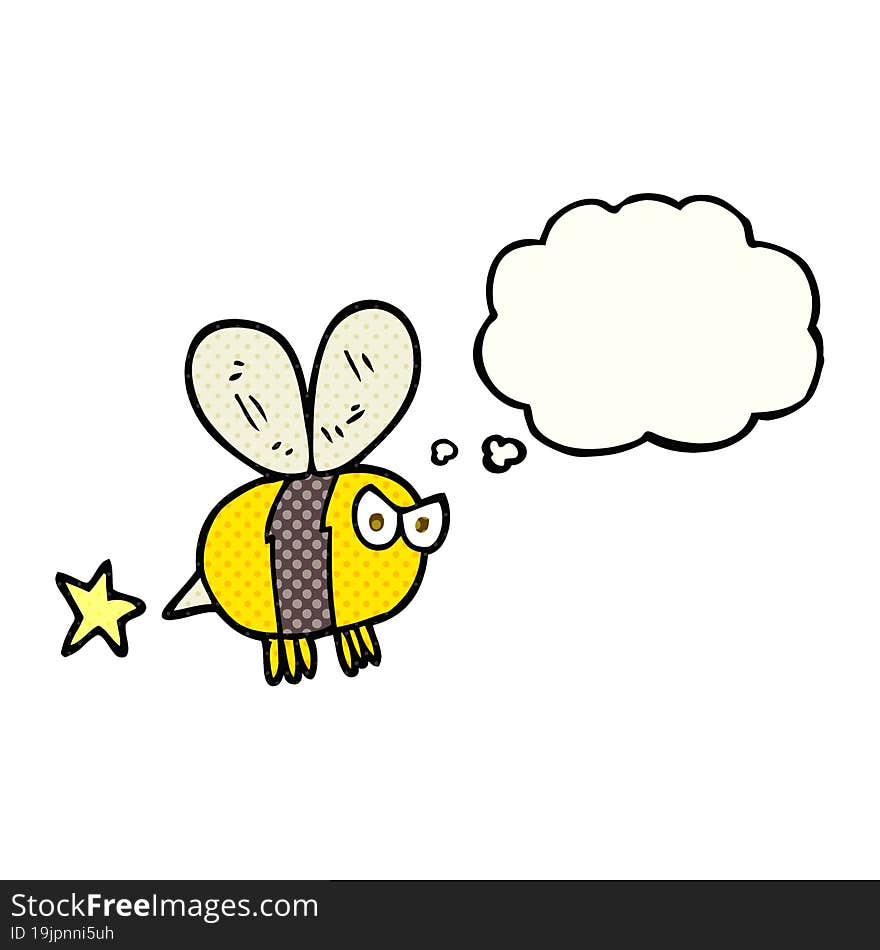 freehand drawn thought bubble cartoon angry bee