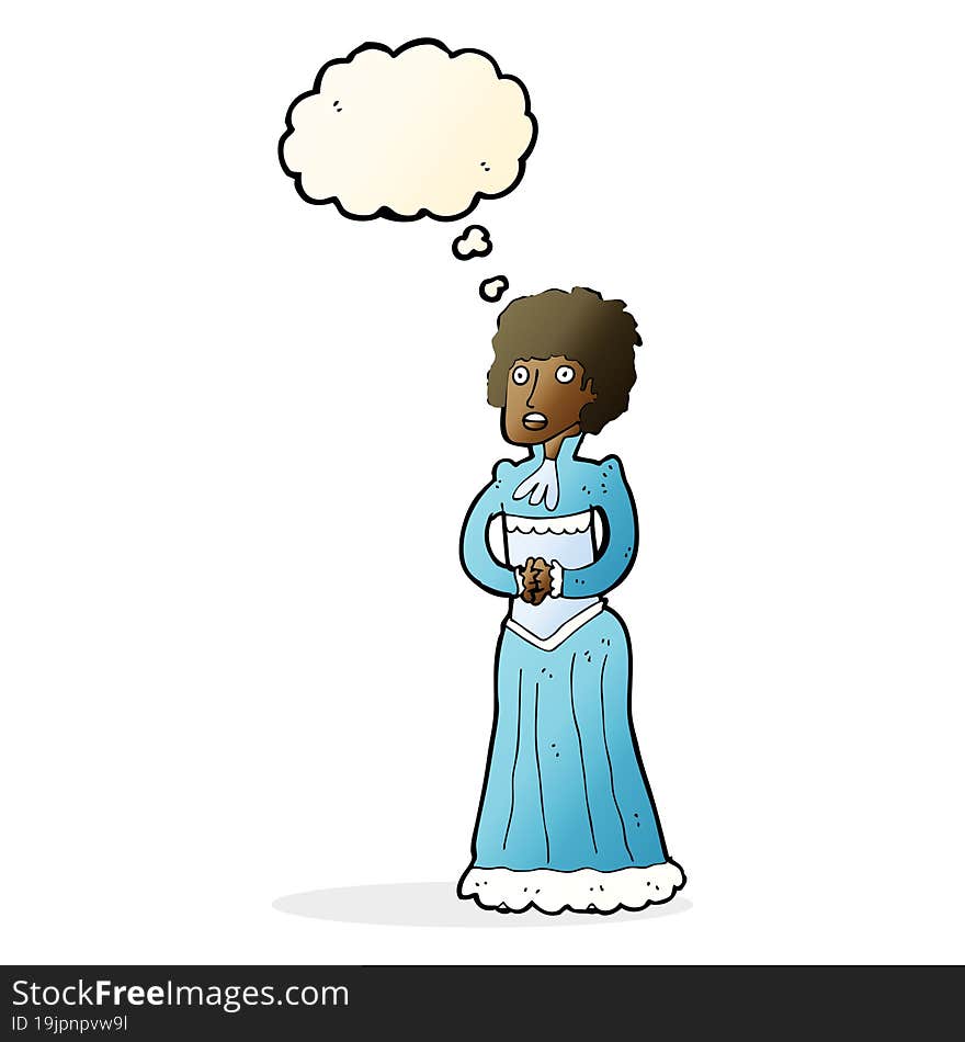 Cartoon Shocked Victorian Woman With Thought Bubble