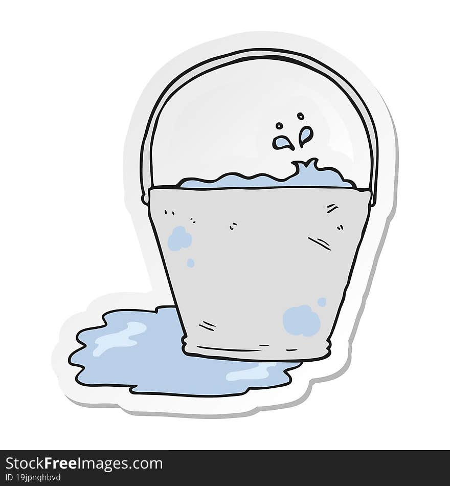 sticker of a cartoon bucket of water