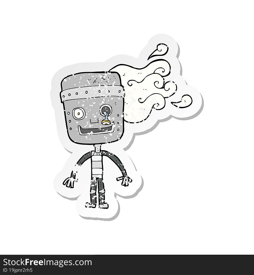 retro distressed sticker of a cartoon old robot