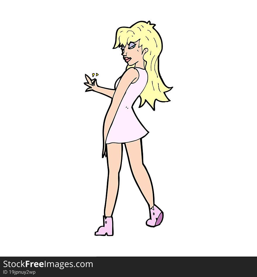 cartoon woman posing in dress