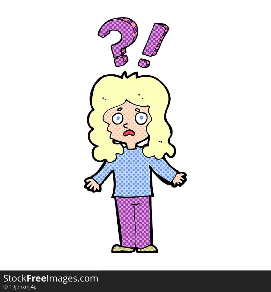 cartoon confused woman