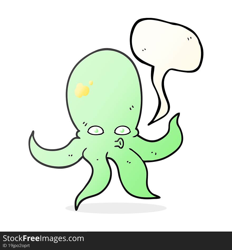 freehand drawn speech bubble cartoon octopus