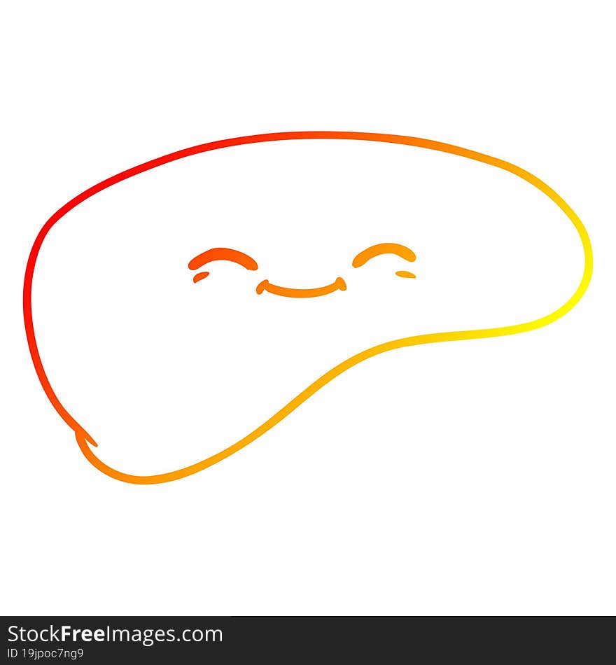 warm gradient line drawing of a cartoon liver