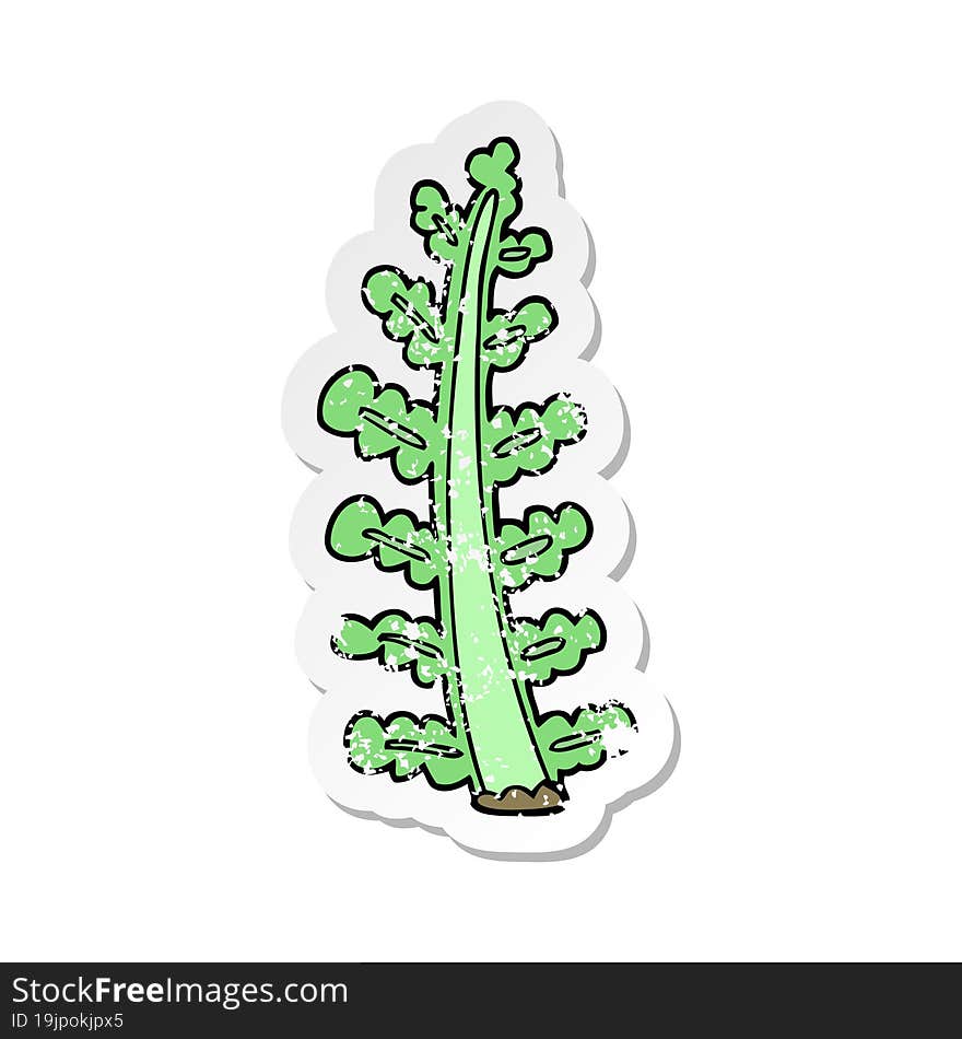 distressed sticker of a cartoon plant