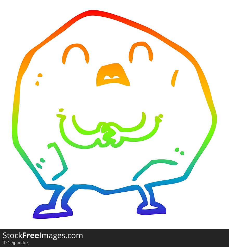 Rainbow Gradient Line Drawing Cartoon Rock