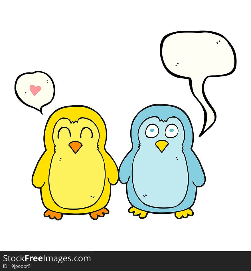 Speech Bubble Cartoon Birds Holding Hands