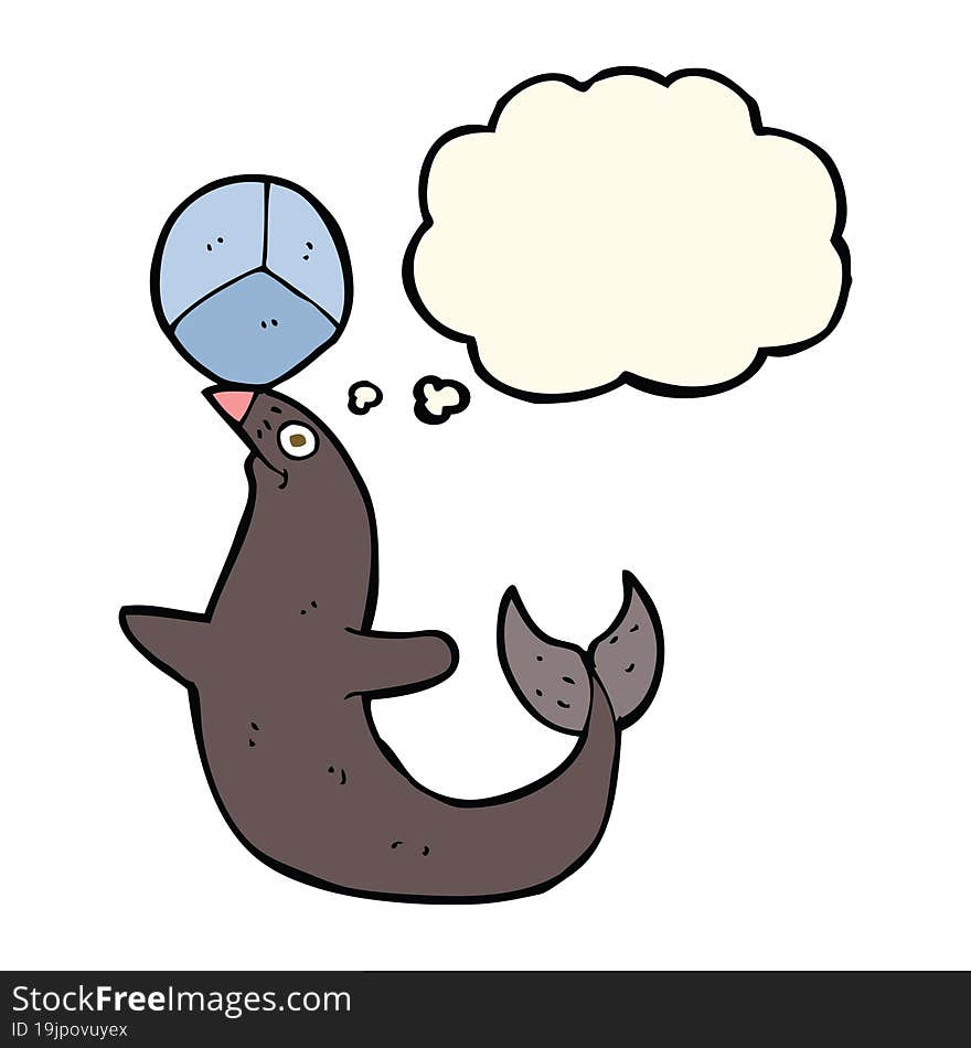 cartoon performing seal with thought bubble