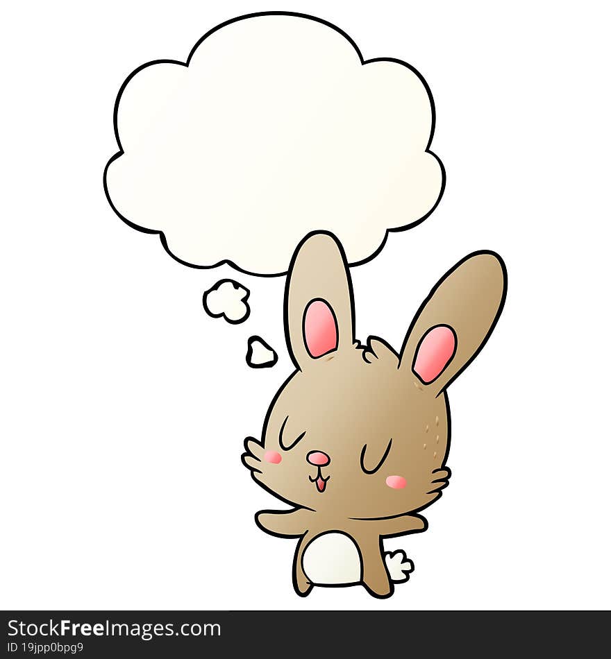 Cute Cartoon Rabbit And Thought Bubble In Smooth Gradient Style