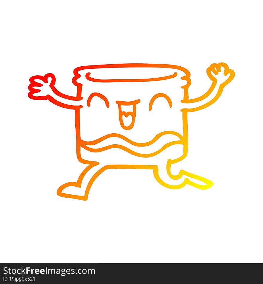 warm gradient line drawing of a cartoon happy tumbler