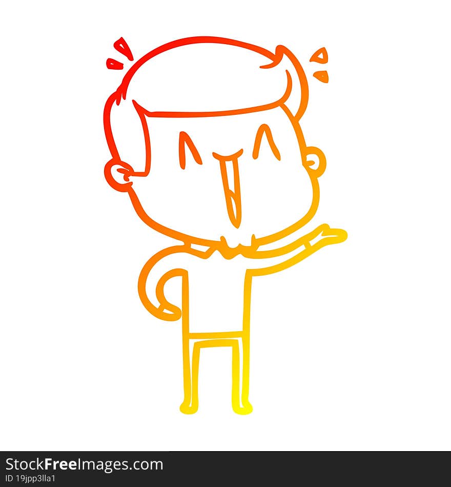 warm gradient line drawing cartoon excited man