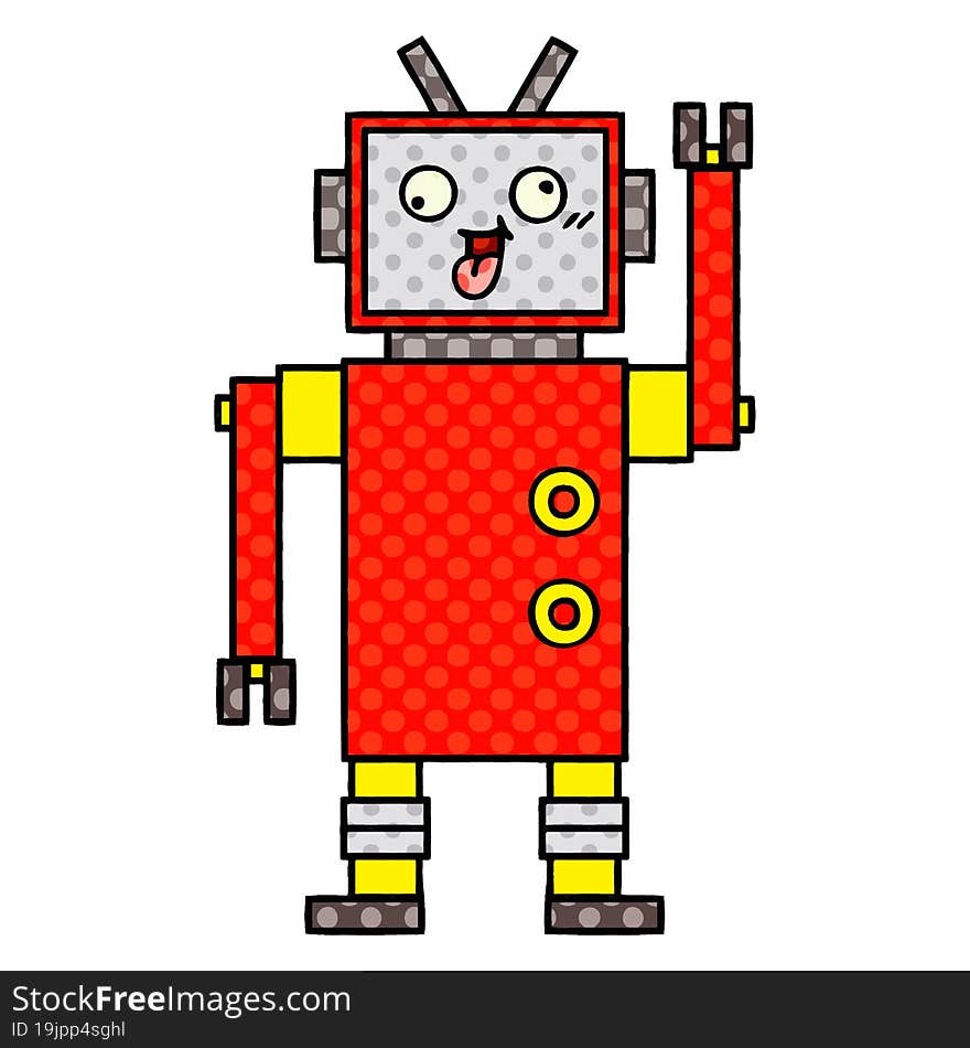 comic book style cartoon crazy robot