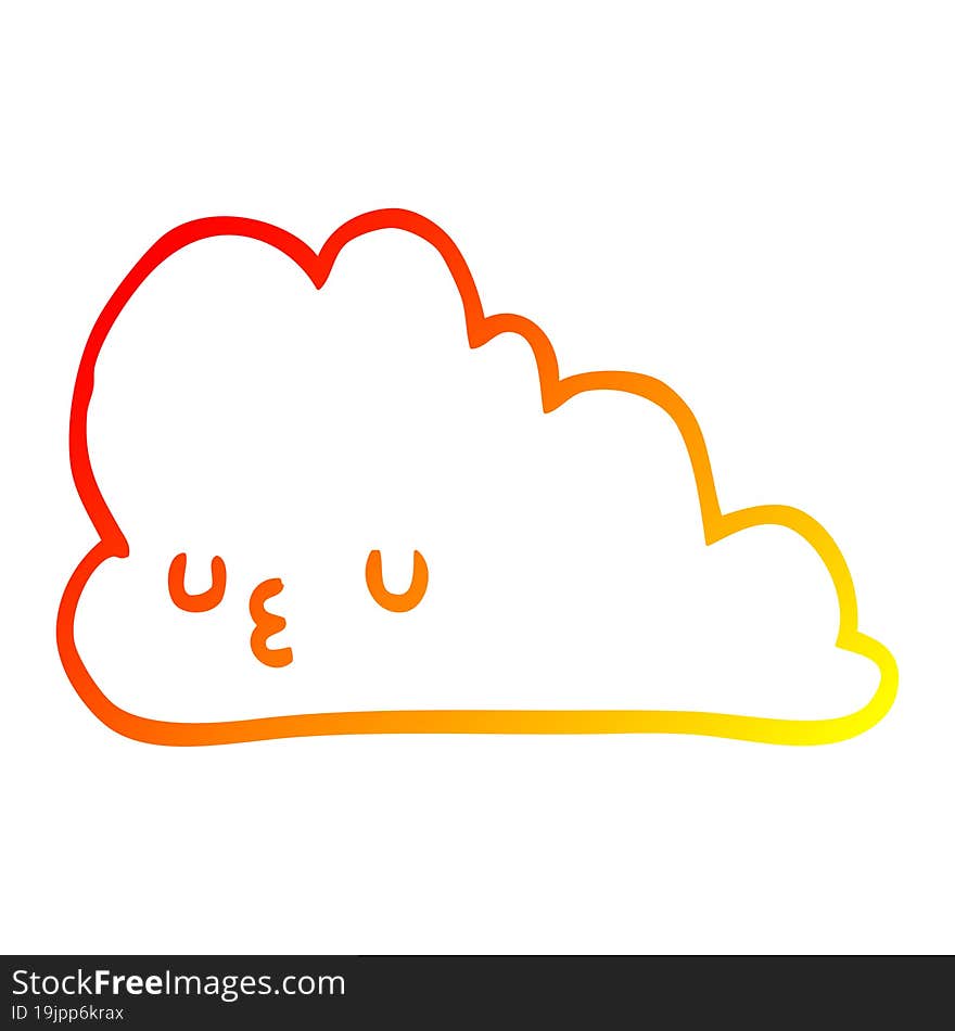 warm gradient line drawing cute cartoon cloud