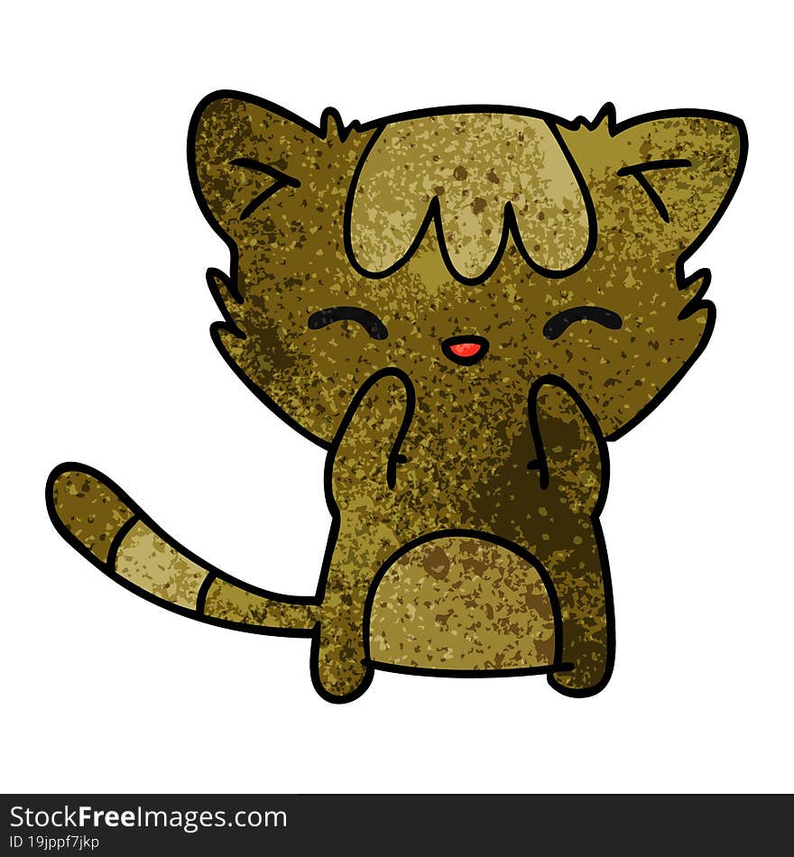 Textured Cartoon Of Cute Kawaii Cat