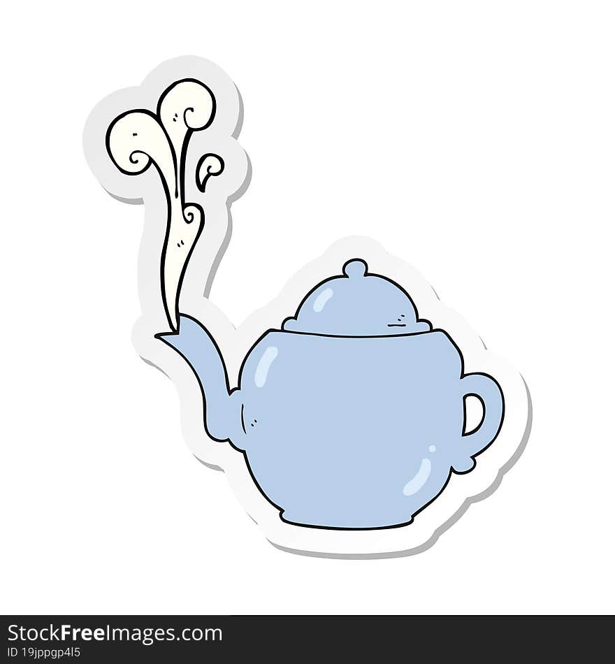 Sticker Of A Cartoon Teapot