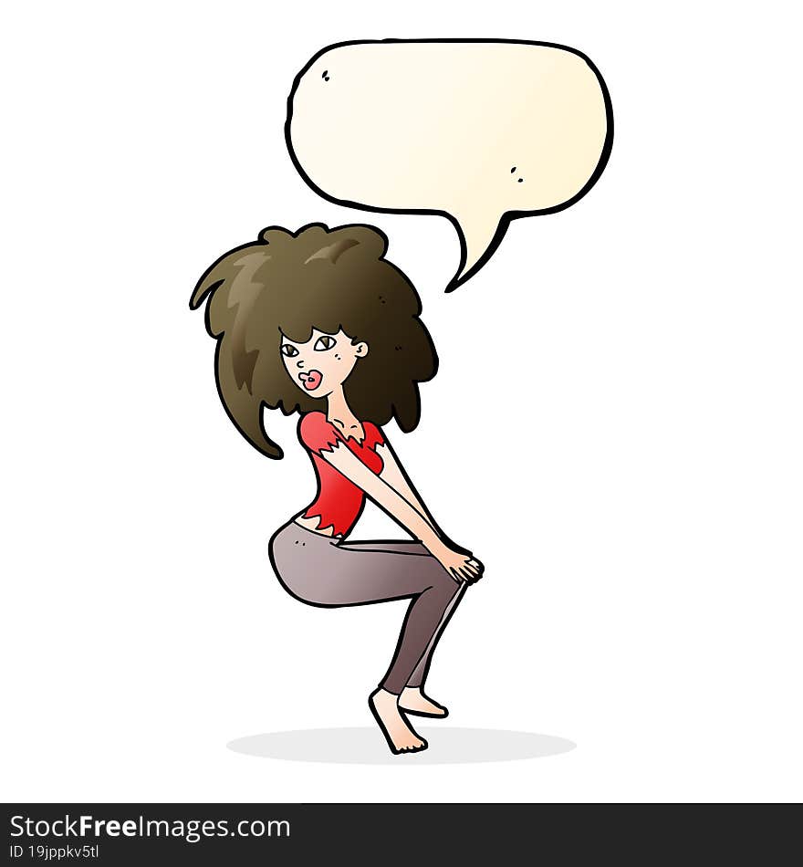 Cartoon Woman With Big Hair With Speech Bubble