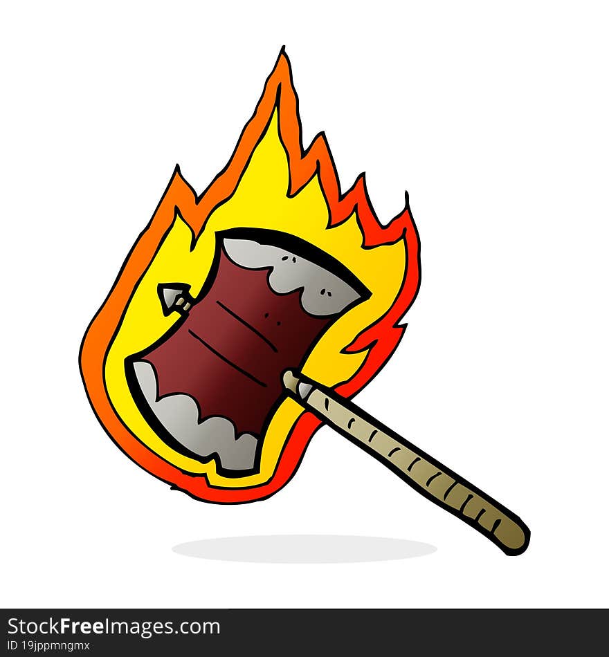 cartoon flaming axe