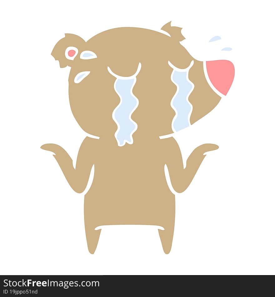 flat color style cartoon crying bear