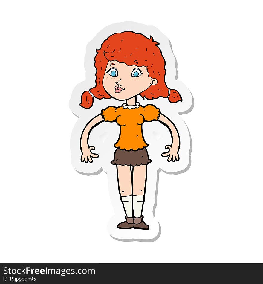 sticker of a cartoon pretty girl