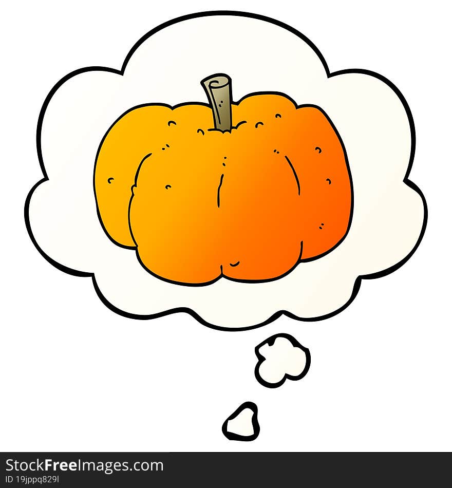 cartoon pumpkin and thought bubble in smooth gradient style